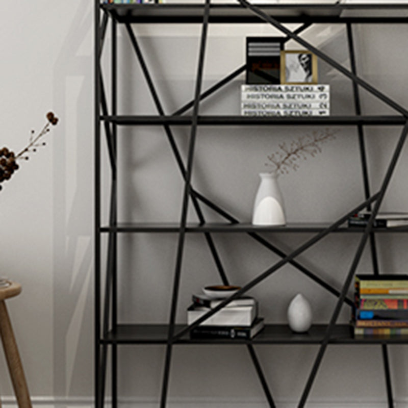 Metal Vertical Standard Bookcase Contemporary Style Open Back Shelf