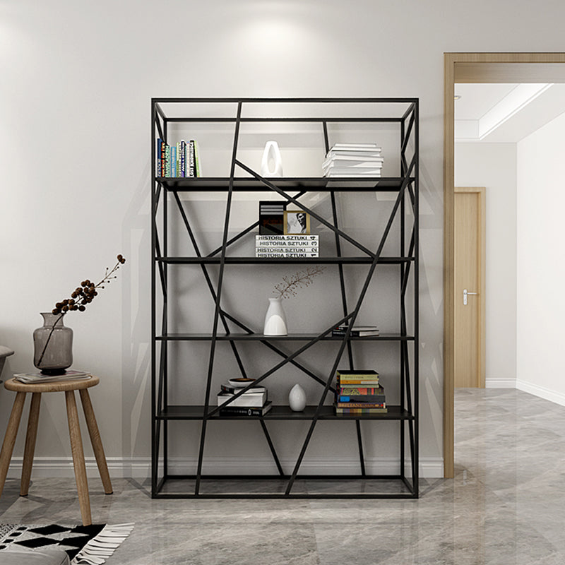 Metal Vertical Standard Bookcase Contemporary Style Open Back Shelf