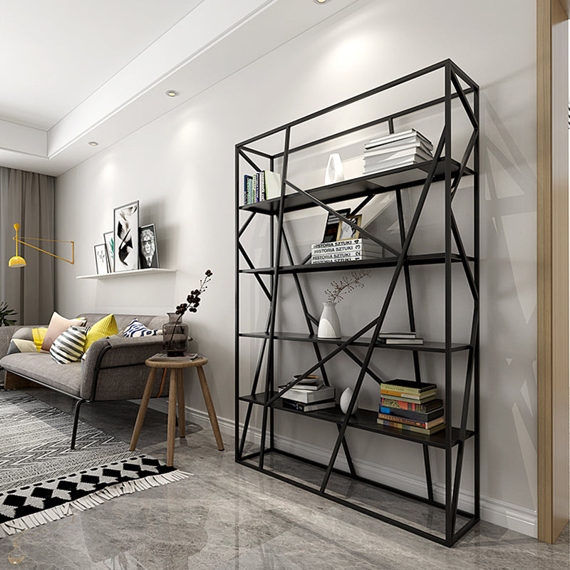 Metal Vertical Standard Bookcase Contemporary Style Open Back Shelf