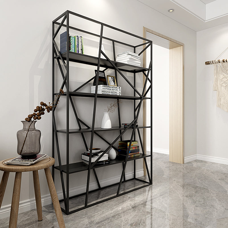 Metal Vertical Standard Bookcase Contemporary Style Open Back Shelf