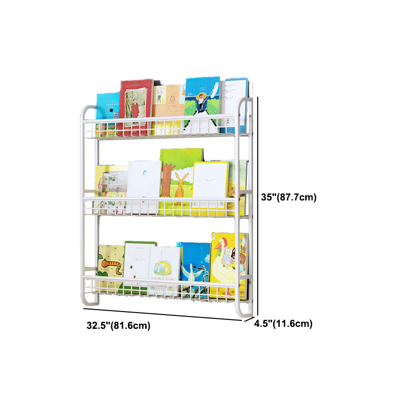 Contemporary Metal Floating Bookcase Wall Mounted Closed Back Bookshelf