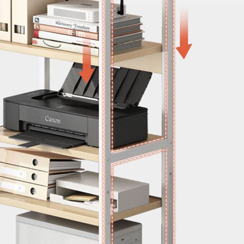 Modern Style Bookshelf Open Back Bookcase with Caster Wheels for Office