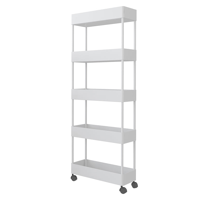 Contemporary Plastic Geometric Bookcase Open Back Bookshelf with Wheels