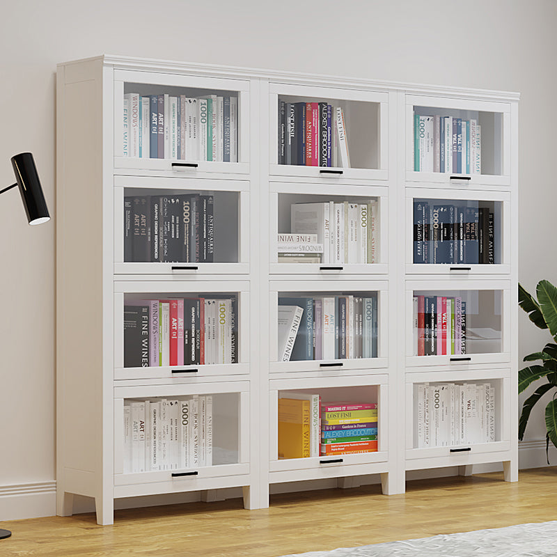 11.81"W Bookcase Contemporary Style Solid Wood Bookshelf for Home Office with Doors