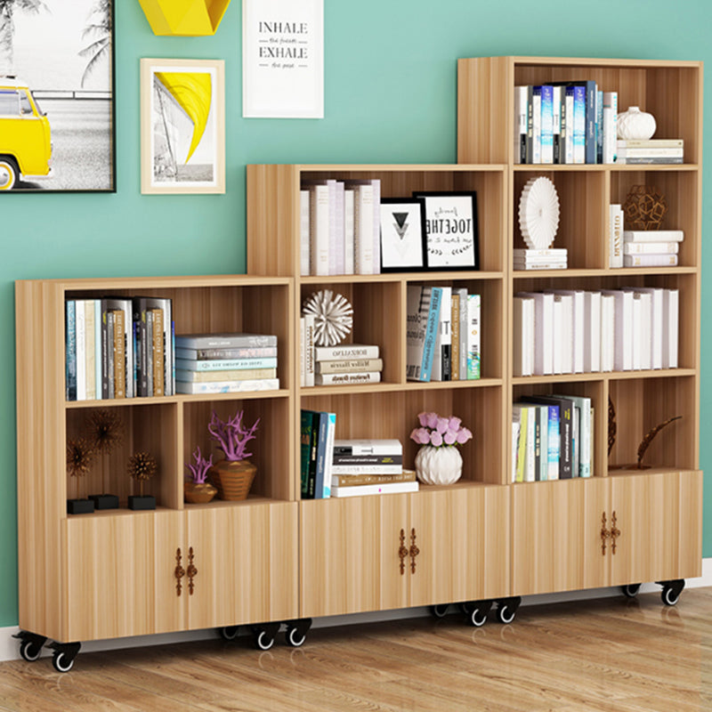 Contemporary Standard Bookcase Vertical Closed Back Bookshelf with Wheels