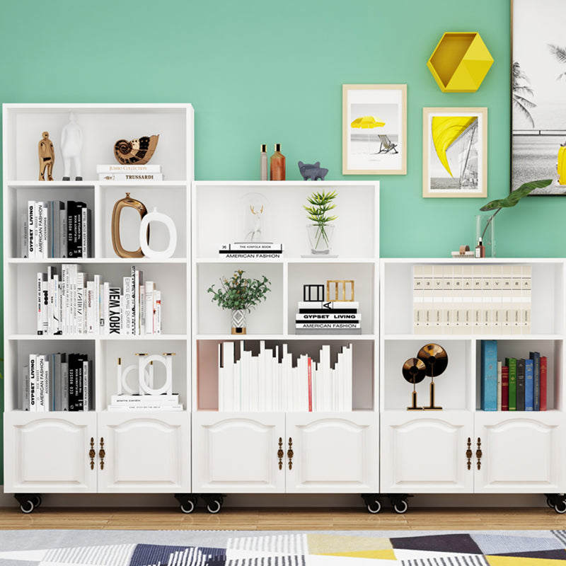 Contemporary Standard Bookcase Vertical Closed Back Bookshelf with Wheels