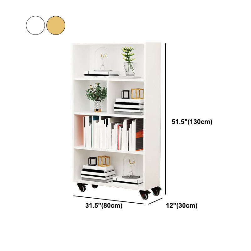Contemporary Standard Bookcase Vertical Closed Back Bookshelf with Wheels