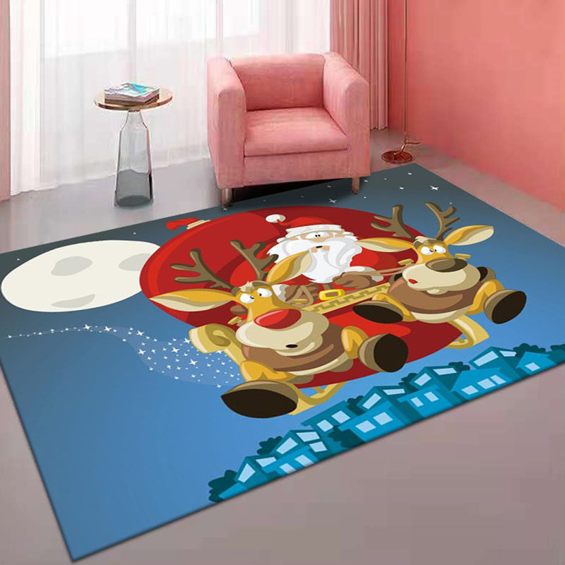 Red Modern Rug Polyester Christmas Indoor Rug Washable Rug for Home Decor