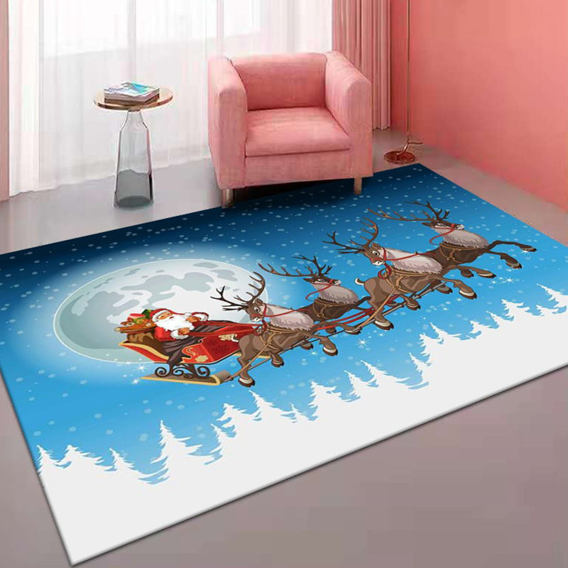 Red Modern Rug Polyester Christmas Indoor Rug Washable Rug for Home Decor