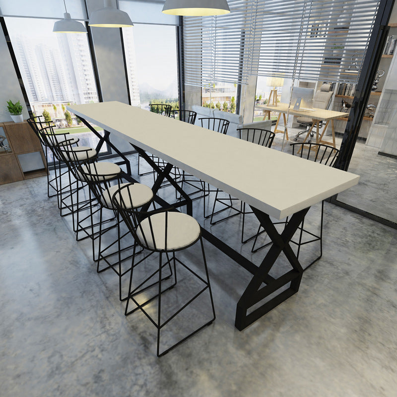 Pine Wood Bar Dining Table Traditional Luxury Rectangle Bar Table with Trestle Base