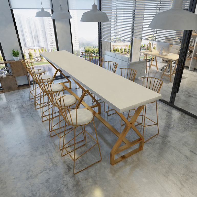 Pine Wood Bar Dining Table Traditional Luxury Rectangle Bar Table with Trestle Base