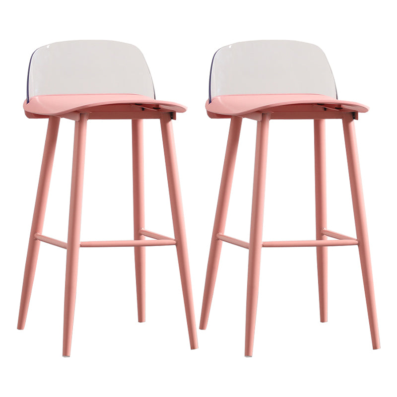 Modern Backrest Armless Counter Stool Iron Cafe Bar Stool with Acrylic Seat and Pedal