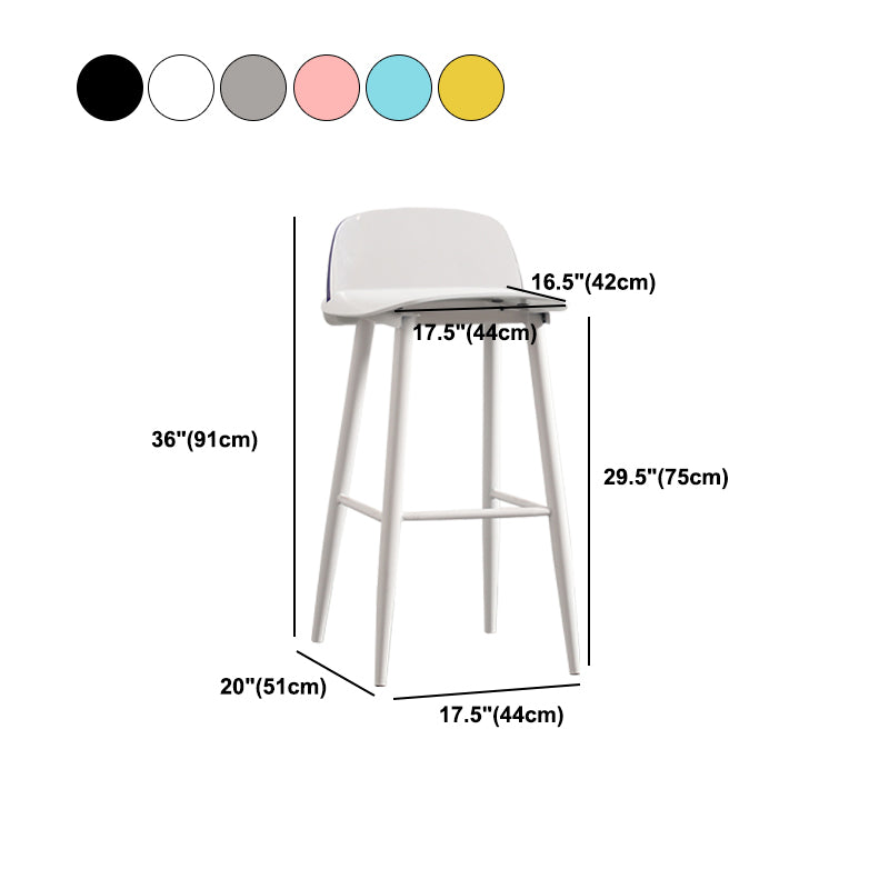 Modern Backrest Armless Counter Stool Iron Cafe Bar Stool with Acrylic Seat and Pedal