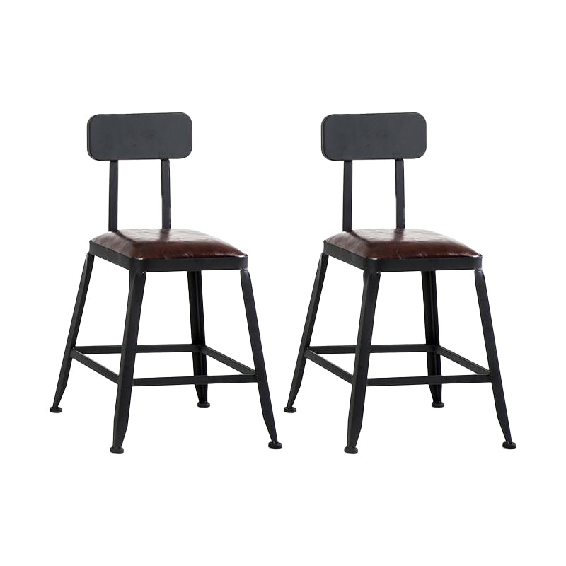 Industrial Armless Counter Stool Iron Milk Tea Shop Bar Stool with Cushion and Pedal