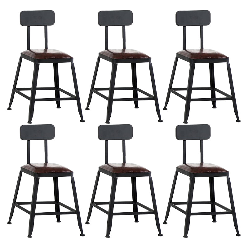 Industrial Armless Counter Stool Iron Milk Tea Shop Bar Stool with Cushion and Pedal