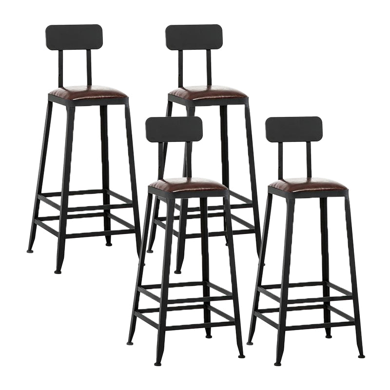 Industrial Armless Counter Stool Iron Milk Tea Shop Bar Stool with Cushion and Pedal