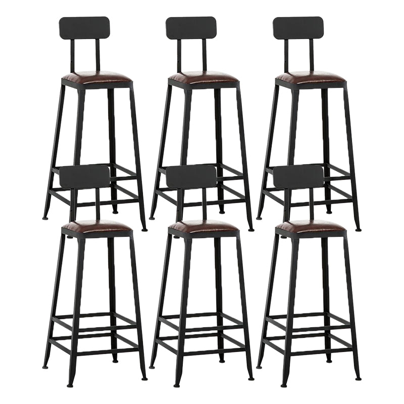 Industrial Armless Counter Stool Iron Milk Tea Shop Bar Stool with Cushion and Pedal