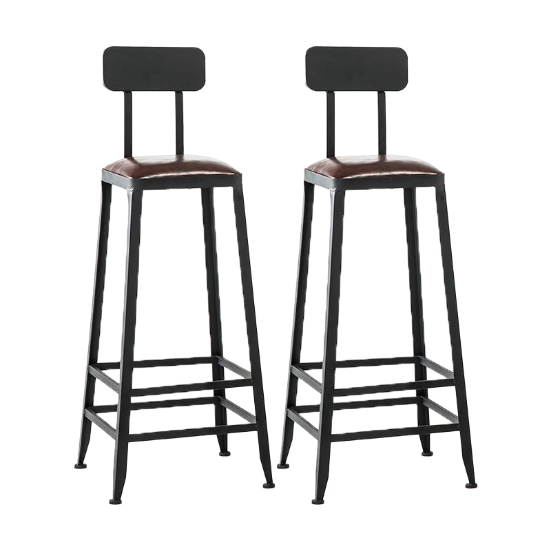 Industrial Armless Counter Stool Iron Milk Tea Shop Bar Stool with Cushion and Pedal