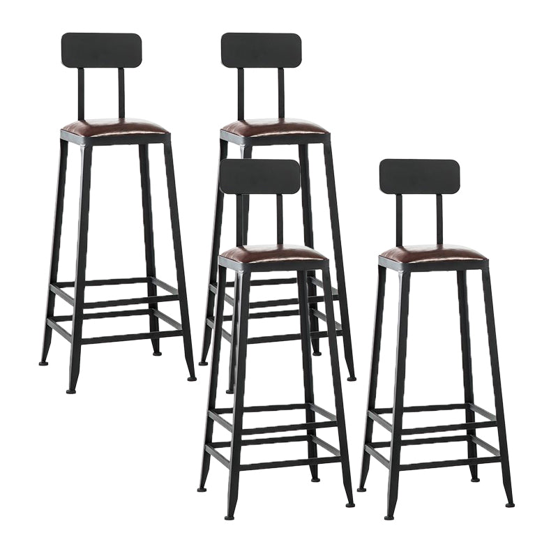 Industrial Armless Counter Stool Iron Milk Tea Shop Bar Stool with Cushion and Pedal
