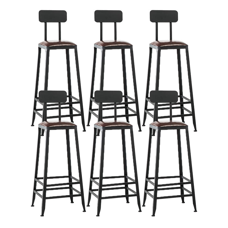 Industrial Armless Counter Stool Iron Milk Tea Shop Bar Stool with Cushion and Pedal