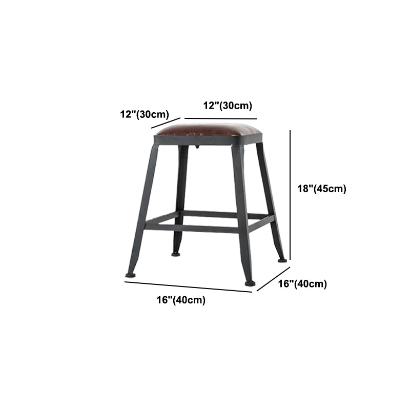Industrial Armless Counter Stool Iron Milk Tea Shop Bar Stool with Cushion and Pedal