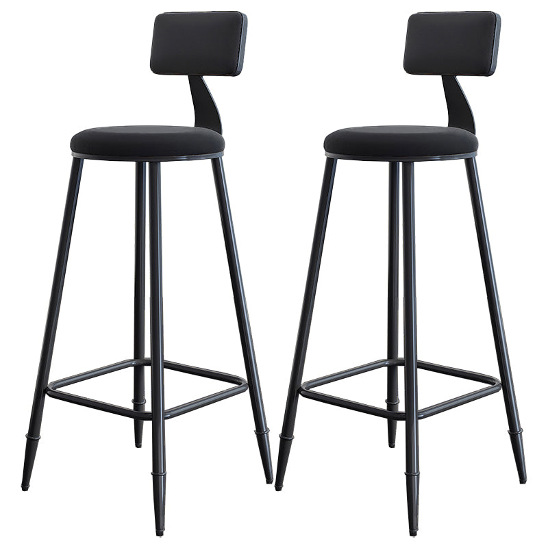 Modern Backrest Armless Counter Stool Iron Dining Room Bar Stool with Cushion and Pedal