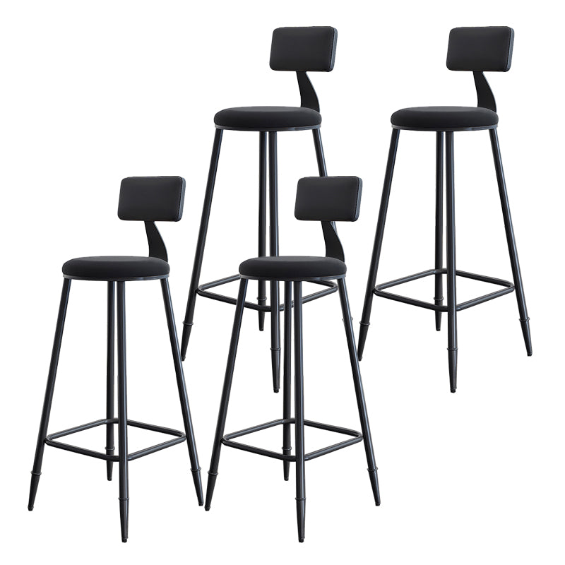 Modern Backrest Armless Counter Stool Iron Dining Room Bar Stool with Cushion and Pedal