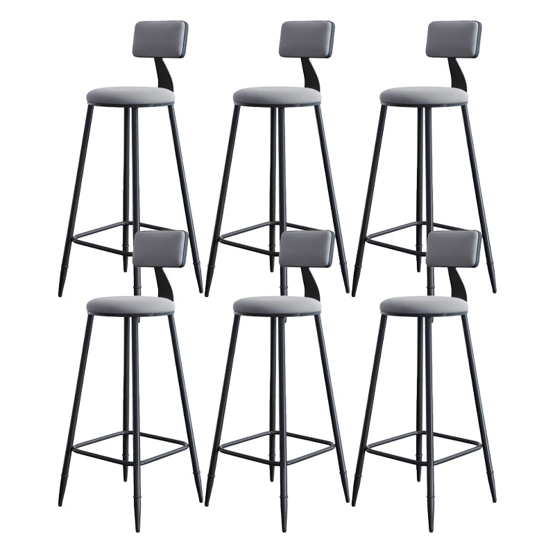 Modern Backrest Armless Counter Stool Iron Dining Room Bar Stool with Cushion and Pedal