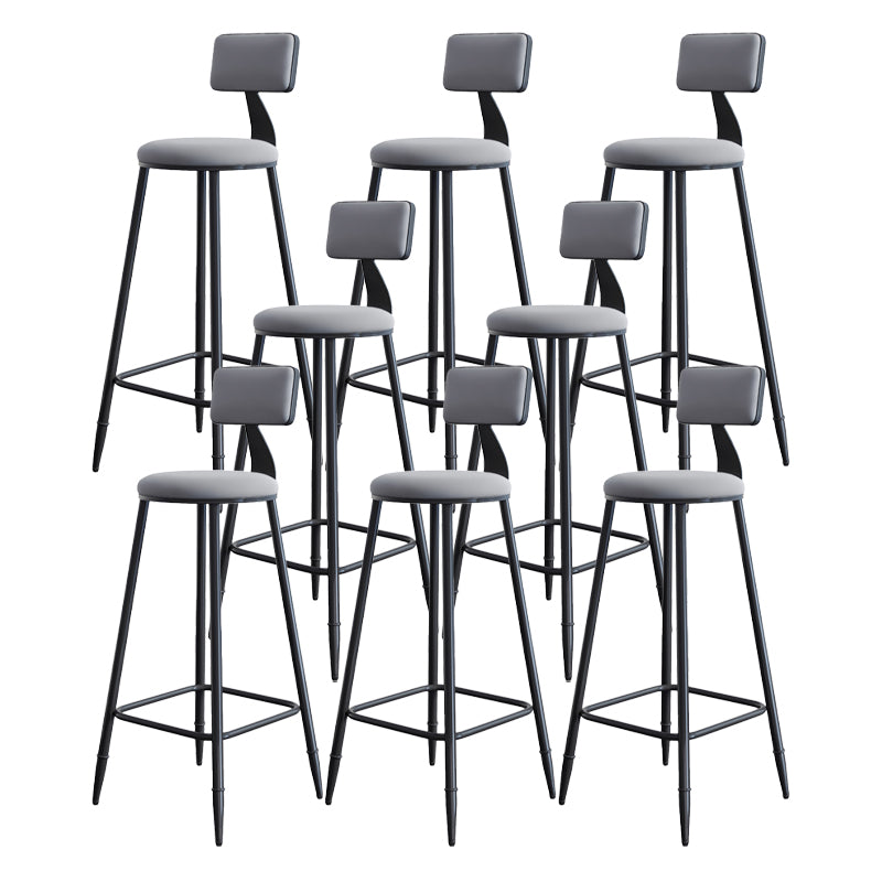 Modern Backrest Armless Counter Stool Iron Dining Room Bar Stool with Cushion and Pedal