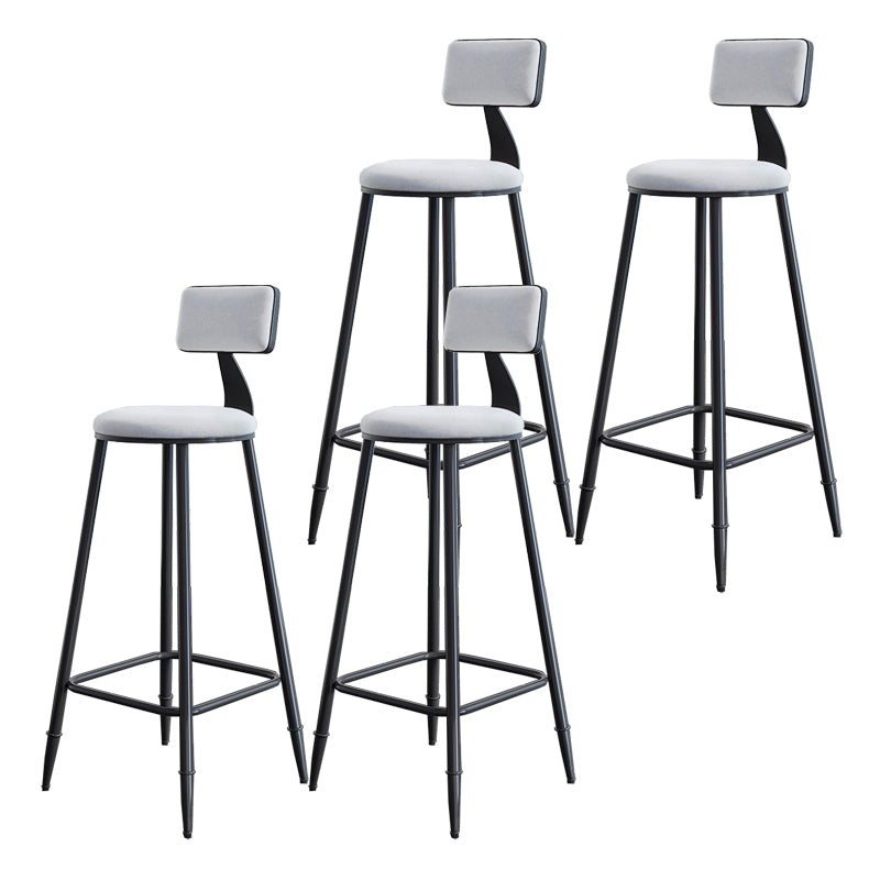 Modern Backrest Armless Counter Stool Iron Dining Room Bar Stool with Cushion and Pedal