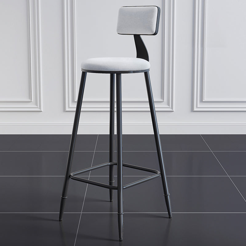 Modern Backrest Armless Counter Stool Iron Dining Room Bar Stool with Cushion and Pedal