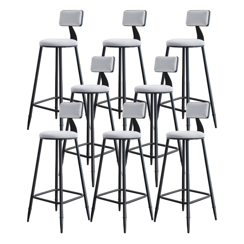 Modern Backrest Armless Counter Stool Iron Dining Room Bar Stool with Cushion and Pedal