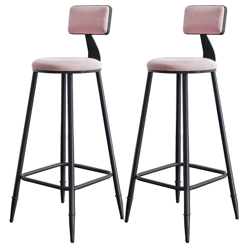 Modern Backrest Armless Counter Stool Iron Dining Room Bar Stool with Cushion and Pedal