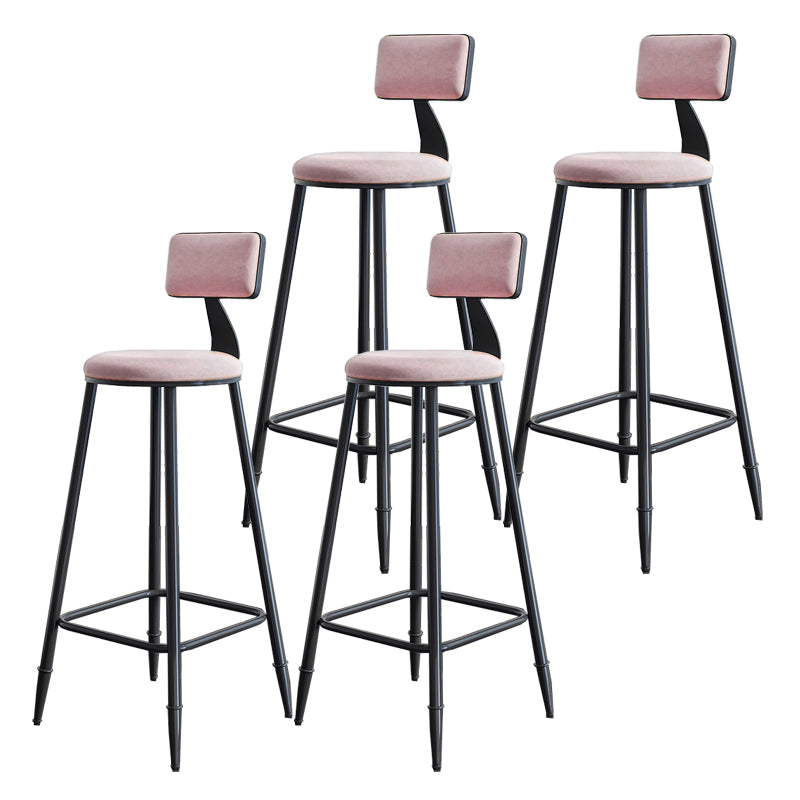Modern Backrest Armless Counter Stool Iron Dining Room Bar Stool with Cushion and Pedal