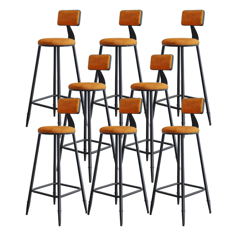 Modern Backrest Armless Counter Stool Iron Dining Room Bar Stool with Cushion and Pedal