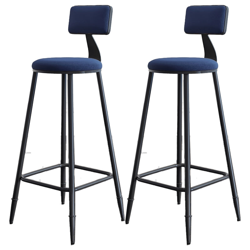 Modern Backrest Armless Counter Stool Iron Dining Room Bar Stool with Cushion and Pedal
