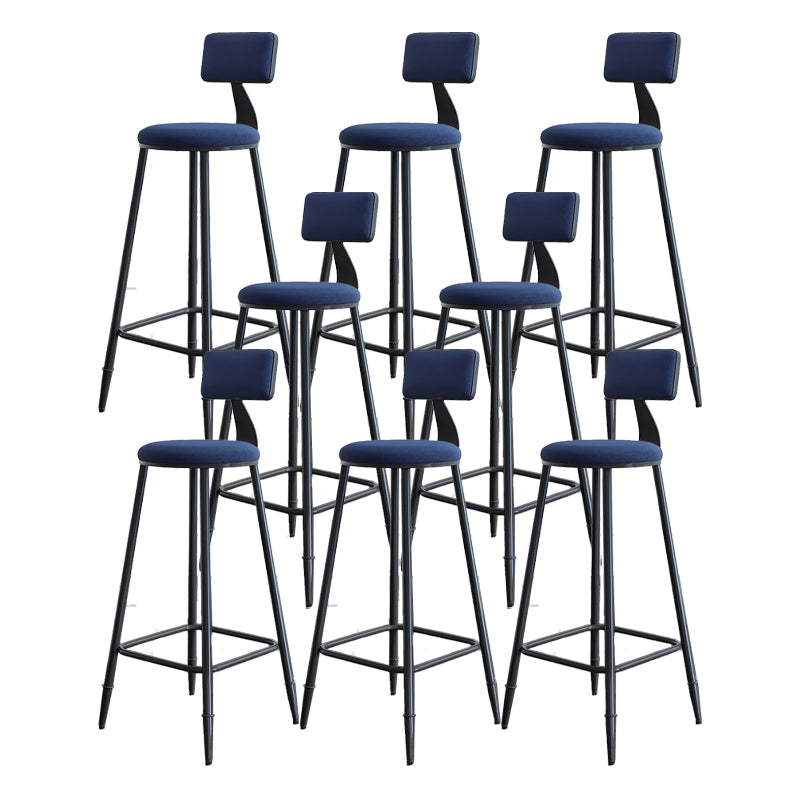 Modern Backrest Armless Counter Stool Iron Dining Room Bar Stool with Cushion and Pedal
