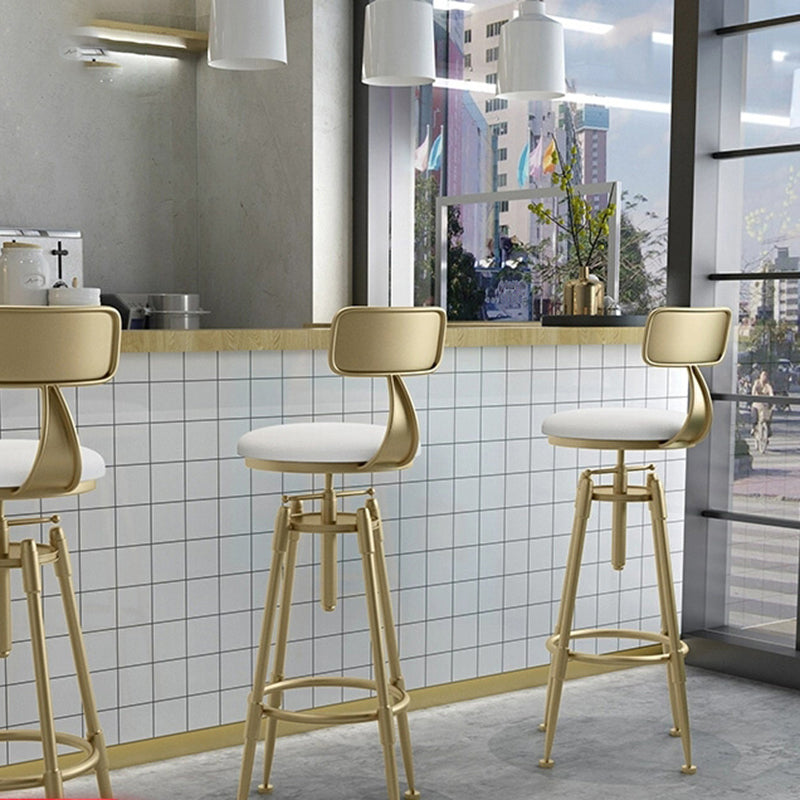 Glam Rotatable Backrest Counter Stool Iron Cafe Bar Stool with Cushion and Pedal