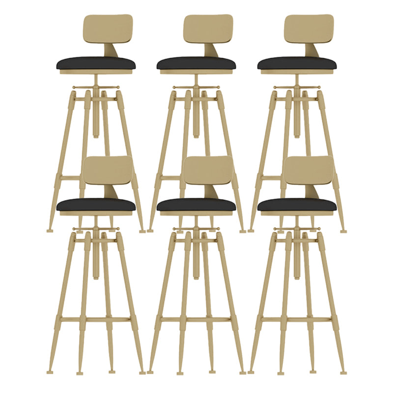 Glam Rotatable Backrest Counter Stool Iron Cafe Bar Stool with Cushion and Pedal