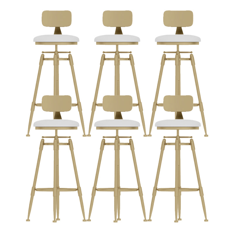 Glam Rotatable Backrest Counter Stool Iron Cafe Bar Stool with Cushion and Pedal