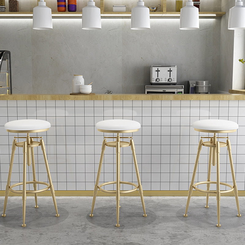 Glam Rotatable Backrest Counter Stool Iron Cafe Bar Stool with Cushion and Pedal