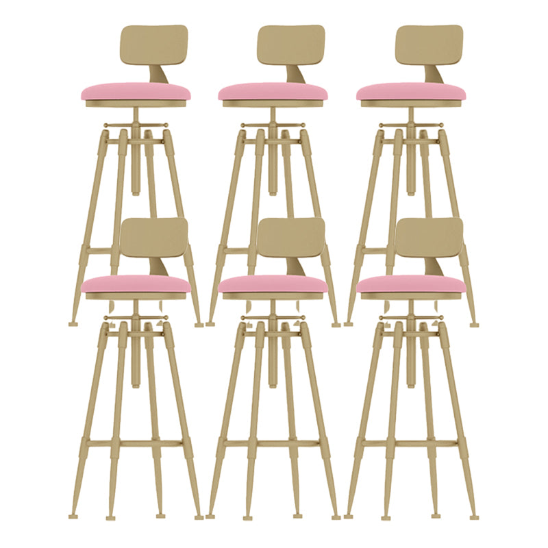 Glam Rotatable Backrest Counter Stool Iron Cafe Bar Stool with Cushion and Pedal