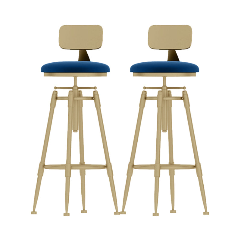 Glam Rotatable Backrest Counter Stool Iron Cafe Bar Stool with Cushion and Pedal