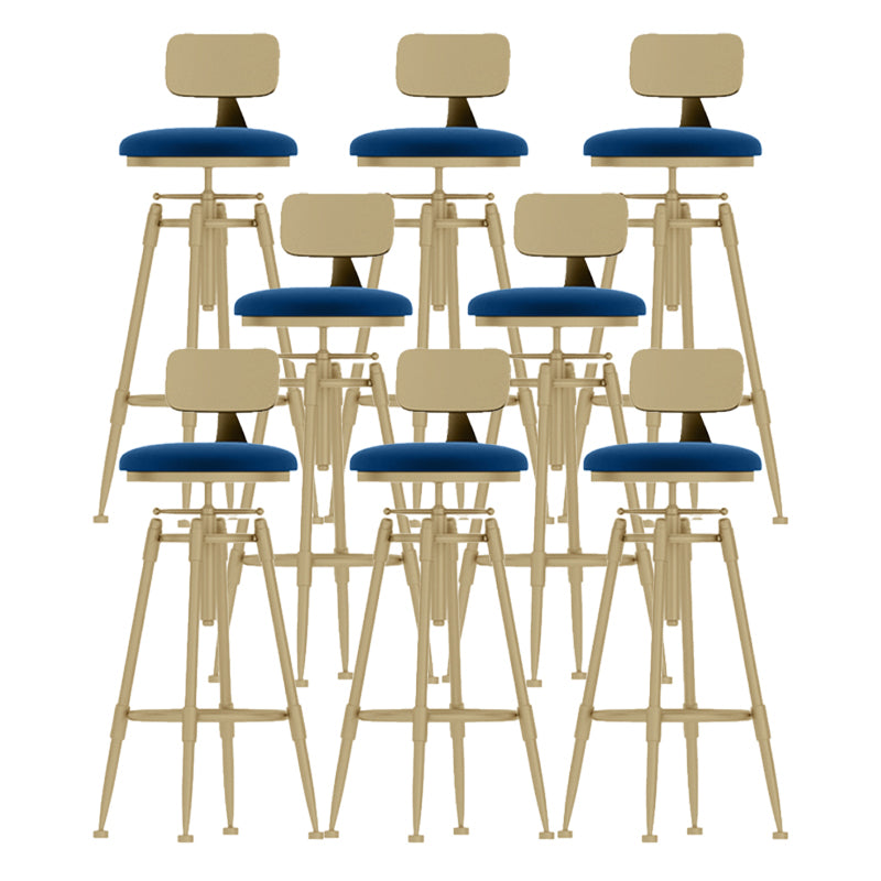 Glam Rotatable Backrest Counter Stool Iron Cafe Bar Stool with Cushion and Pedal