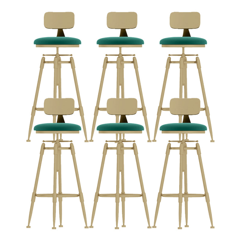 Glam Rotatable Backrest Counter Stool Iron Cafe Bar Stool with Cushion and Pedal