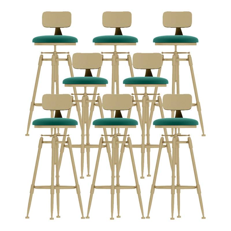 Glam Rotatable Backrest Counter Stool Iron Cafe Bar Stool with Cushion and Pedal