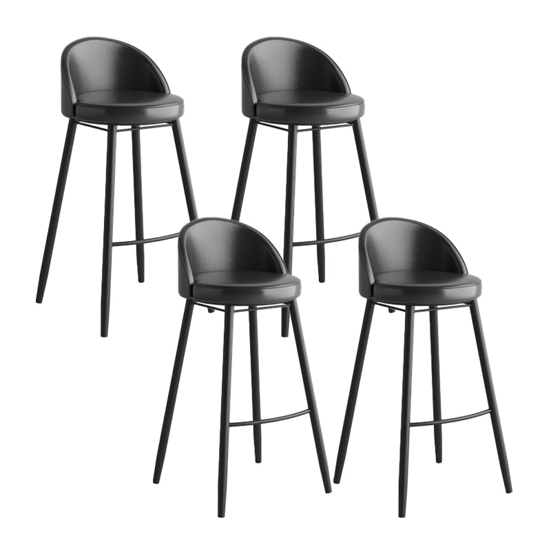 Industrial Backrest Counter Stool Iron Cafe Bar Stool with Leather Cushion and Pedal