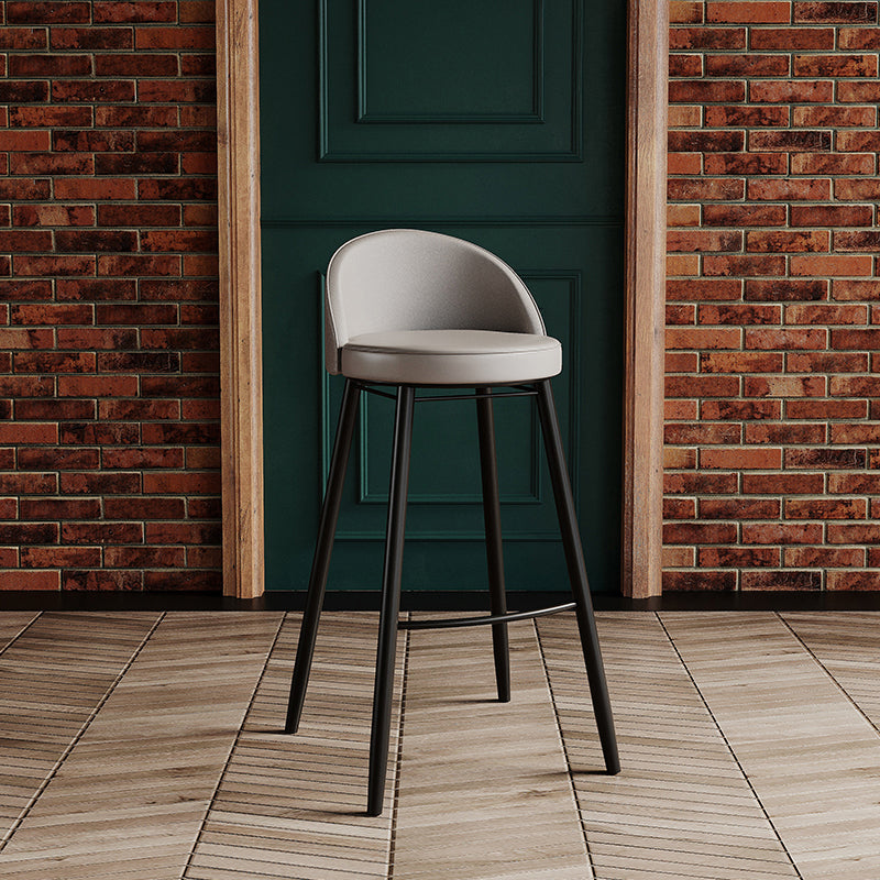 Industrial Backrest Counter Stool Iron Cafe Bar Stool with Leather Cushion and Pedal