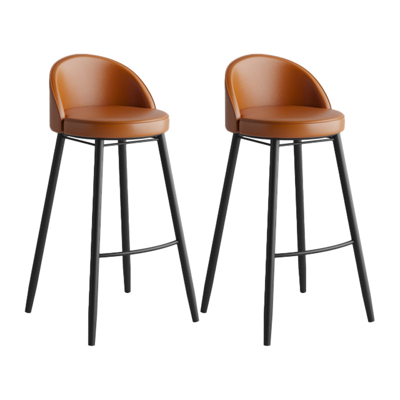 Industrial Backrest Counter Stool Iron Cafe Bar Stool with Leather Cushion and Pedal