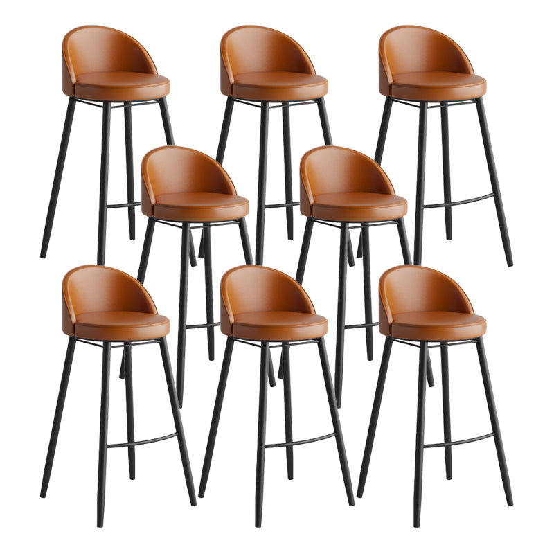 Industrial Backrest Counter Stool Iron Cafe Bar Stool with Leather Cushion and Pedal